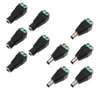 AKSIQIOL 10-Pack Universal 12V DC Waterproof Connectors ，Screw-Terminal Adapters ， Durable Barrel Plugs for CCTV, LED Lighting, Electronics (5.5 x 2.1mm)