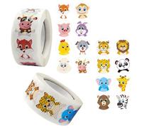 AKSIQIOL 1000 Piece Adhesive Zoo Animals Stickers, 16 Unique Designs, Paper Material, Multicolored, Perfect Teacher Rewards & Decorative Accents for Classroom, Home, Cards