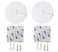 AKSIQIOL 2 pcs Ceiling Hooks for Mosquito Nets, Bed Canopy Hooks with Base Screws & Super Glue, Nail-Free Dome Hooks, Home Bed Accessories