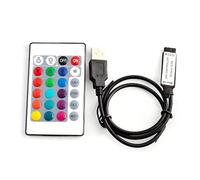 AKSIQIOL 2 pcs USB led Light Strip,16 Color Options + 5 Dynamic Modes, Adjustable Brightness, 5V LED Strip Enhancer, Universal Compatibility with 5050 & 3528 RGB Lights [Energy Efficiency A-Class]
