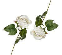 AKSIQIOL 2PCS White Artificial Roses with Stems, single rose,Realistic Silk Flowers for Wedding, Bridal Shower, Home & Garden Decor