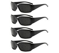 AKSIQIOL 4-Pack Pinhole Glasses for Vision Training,Black Anti-Fatigue Eye Exercise Glasses, Improve Eyesight & Reduce Strain, Comfortable Wear (Universal Fit)