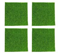 AKSIQIOL 4 PCS Mini Artificial Grass Mats, 15 x 15 cm Fake Turf for Crafting, Dollhouses, Toy Farms, and Model Landscaping, Realistic Imitation Grass for DIY Projects