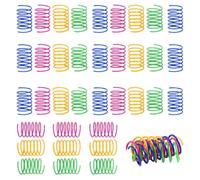 AKSIQIOL 40-Pack cat spring toy, Vibrant Colored Coils, Stimulating Cat Playthings,Interactive, Kitten Engagement, Durable Plastic Spirals,cat toy springs