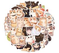 AKSIQIOL 50 PCS Cute Cat Stickers, Cartoon Kitten Waterproof Vinyl Decals for Journals, Laptops, Scrapbooks, Water Bottles, Phone Cases, Luggage & More