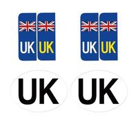 AKSIQIOL 6-Piece UK Car Sticker Set for Europe, Includes 2 Magnetic UK Car Badges & 4 Self-Adhesive Number Plate Stickers - Strong Hold, Reusable & Weatherproof - Black