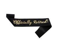 AKSIQIOL Retirement Sash for Women & Men,Officially Retired Glitter Gold Lettering on Black Satin, Adjustable Shoulder Straps, for Retirement Parties, Celebrations & Decorations