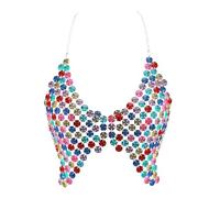 Aksod Body Chain Bra Top Colored Crystal Coverup Top Chain Beach Bikini Bra Body Chain Jewelry for Women