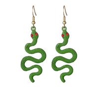 Aksod Snake Dangle Earrings Green Statement Dangling Earrings Fashion Serpent Animal Jewelry for Women, Zinc, No Gemstone