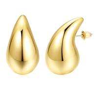 Aksod Teardrop Earrings Chunky Gold Dupes Earrings Trendy Water Drop Stud Earrings for Women, Standard, Zinc, No Gemstone