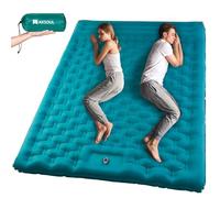 AKSOUL Double Self-Inflating Sleeping Mat for Camping: Ultra Wide & Thick Inflatable Mattress for 2 Persons - Lightweight Portable Bed Sleep Pad with Built-in Foot Pump for Camp Hiking Travel