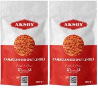 Aksoy Canadian Red Split Lentils 1.25KG | Natural, High in Fiber and Protein | Ideal for Soups, Main Dishes, and More | Easy to Cook and Perfect for Every Meal (Packaging may vary) (Pack of 2)