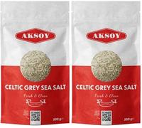 Aksoy Celtic Grey Sea Salt Coarse 500g Natural Mineral-Rich Sea Salt, Traditionally Harvested (Pack of 2)