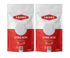 Aksoy Citric Acid Food Grade 2 x 3KG || Non-GMO, Anhydrous, Make Your Own Bath Bomb, No Additives, for Sour Drinks and Household Cleaning with Citric Acid Powder (Packaging May Vary)