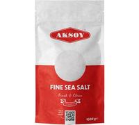 Aksoy Fine Sea Salt 1KG, Fine Grain Premium Quality, GMO Free, Supreme Quality Chemical Free, Vegan, Fine Grain All-Natural Salt, Triple-Washed in Spring Water