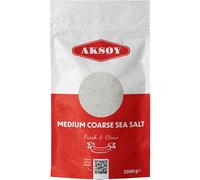 Aksoy Medium Coarse Sea Salt 2KG, Premium Coarse Grain, GMO Free, Vegan, Chemical Free, All-Natural Salt