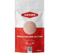 Aksoy Pink Himalayan Salt 1KG Fine Grain Premium Quality, GMO Free, Supreme Quality Chemical Free, Vegan, Fine Grain All-Natural Salt, Triple-Washed in Spring Water