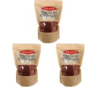Aksoy Premium Grade Red Hot Chilli Pepper Flakes 1KG, Turkish Silk Pepper, Pul Biber, Maras Chili, Halaby Pepper, Syrian Pepper, No Preservatives and Natural (Packaging May Vary) (Pack of 3)