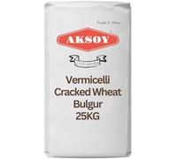 Aksoy Vermicelli Cracked Wheat Bulgur 25KG - Blend of Roasted Vermicelli and Coarse Bulgur for Turkish Pilaf, Stuffed Vegetables, Side Dishes, and Everyday Cooking