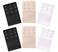 Akstore 6-Pack Women's Soft Comfortable Elastic Bra Extenders, 3-Hook, 3-Row, Black, Skin Color, White, One Size