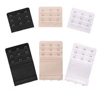 Akstore 6 Pack Women's Soft Comfortable Elastic Bra Extenders - 3 Hook, 3 Row - One Size - Black, Skin Color, White