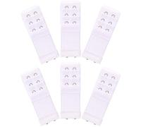 Akstore 6 Pieces Women's Soft Comfortable Elastic Bra Extenders Bra Extension Strap 2 Hook 3 Row Lady's Bra Extender Bra Band, White, One Size