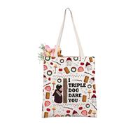 AKTAP A Christmas Movie Inspired Gift I Triple Dog Dar- You Tote Bag Merry Christmas Story Shopping Grocery Bag for Women (Dar- You Tote)