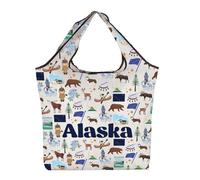 AKTAP Alaska Reusable Grocery Bag Alaska Gift Alaska Foldable Shopping Tote Alaska Cruise Themed Gift Bags for Groceries (TB, Alaska F TE-HT)