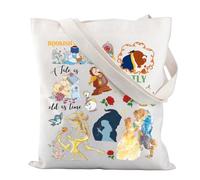 AKTAP Beaty Beast Story Inspired Tote Bag Belle and Beast Movie Lover Gift Tale as Old as Time Fairy Tale Shopping Bag (Beaty Beast Story Inspired Tote Bag)
