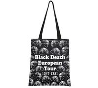 AKTAP Black Death European Tour Tote Bag Plague Rat Medieval History Goth Merch Gifts Horrific Plague Rat Gothic Shopping Bag (TB, Black Death TE-HT)