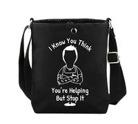 AKTAP Burgers Merchandise Gifts Cartoon Character Crossbody Bag I Know You Think You’re Helping But Stop It Quote Shoulder (CB, I Know You Think CB-HT2)