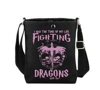 AKTAP Fourth Wing Book Inspired Crossbody Bag FW Book Lover Gifts Dragon Rider Adjustable Shoulder Strap for Fantasy Reader (BLACK, FW CB-HT)