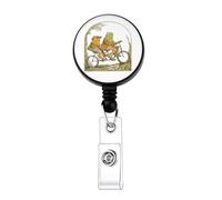 AKTAP Frog And Toad Riding Inspired Badge Funny Frogs And Toad Gift Best Friends Gift Storybook Merch Funny Frog Retractable B-adge (Frog Bike Badge-PY2)