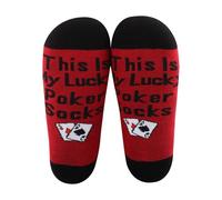 AKTAP Funny Casino Gift Lucky P-ker Socks Playing Cards Themed Sock For Women Men Poker Lover Gifts Gambling Themed Sock- (UK, Numeric, 20, Regular, Regular, Lucky P-ker Socks-HT)