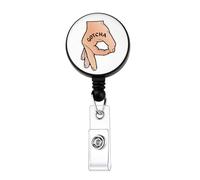 AKTAP Funny Gotcha's Joke Badge Reel Okay Hand Badg-e Sign Gotcha The Circle Holder With Retractable B-adge (Gotcha Badge-PY2)