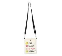 AKTAP K-POP Cross Body Bag Eat Sleep K-POP Repeat Messenger Bag K-pop Merchandise Gift Kpop Fan Adjustable Shoulder Strap Bag (K-POP Cross Body Bag)
