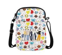 AKTAP K-POP Music Zipper Crossbody Bag Korean Group Army Merchandise Bag South Korea Star Team Gift For Army Fans (CB, KP Team Mini-PY1)