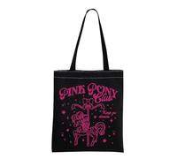 AKTAP Music Lover Gift Midwest Princess Pink Pony Club Tote Bag Singer Fan Lyrics Music Concert Merch (TB, West Club Black Tote-Py1)
