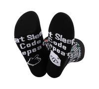 AKTAP Programmer Coding Gift Coding Sock Eat Sleep Code Repeat Socks for Computers Coders Gifts Computer Science Gifts (UK, Numeric, 20, Regular, Regular, Coding Socks-HT)