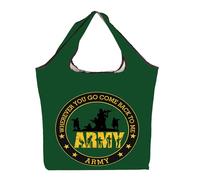 AKTAP Proud Military Mom Foldable Shopping Bag Military Deployment Gift Wherever You Go Come Back to Me Army Mom Thank You Gifts (TB, Army F TE-HT)