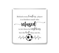 AKTAP Soccer Coach Gifts Soccer Sport Appreciation Office Decor Behind Every Fearless Player Is A Fearless Coach Acrylic Sign (Soccer Coach A-Square Sign)