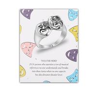 AKTAP Theater Nerd Adjustable Rings Comedy Tragedy Masks Jewelry Theatre Drama Ring For Theater Nerd (Theater Nerd Rings)