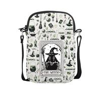 AKTAP Witch Gift Ideas Witchy Mini Crossbody Bag Witch Theme Gifts Witchcraft Gifts Wiccans Inspired Cell Phone Wallet (WHITE, Witch Mini CB-HT)
