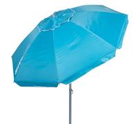 AKTIVE 62238 Blue Foldable Windproof Beach Umbrella Diameter 200 cm with Silver Coating and UV 50 Protection Beach Wind Protection