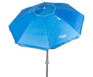 AKTIVE 62274, Beach Umbrella Anti-Wind Folding and Tilting Blue Ø220 cm with UV 50 Protection, Beach Windscreen, Large Parasol Parasol Beach Parasol
