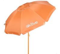 AKTIVE BEACH Tilt Beach Umbrella D220cm, Orange, UV50 Protection, 8 Ribs, Oxford Material, Vented, Outdoor (62483)