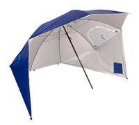 AKTIVE Large Beach Umbrella 240 cm Blue Steel Pole Height Adjustable Polyester Fabric UV50 Protection Large Parasols Includes Carry Bag with Handle (62349), Blue, Grande, blue, Grande