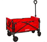 AKTIVE Lightweight Beach Cart, Red, 73 x 44 x 93 cm, Accordion Folding, Adjustable Handle, Load 80 kg, Steel Frame, Transport Trolley with Wheels, Auxiliary Trolleys (62503)