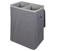 AKTIVE MAX HOME Double Laundry Basket 100 L, Polyethylene, Removable Bags, Flip Lid, Side Handles, Dark Grey Design, Classify White and Colour Clothes, Clothes Basket (12312)