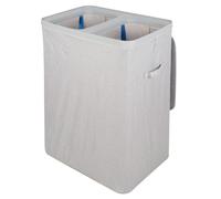 AKTIVE MAX HOME Double Laundry Basket 100 L, Polyethylene, Removable Bags, Flip Lid, Side Handles, Light Grey Design, Classify White and Colour Clothes, Clothes Basket (12311)